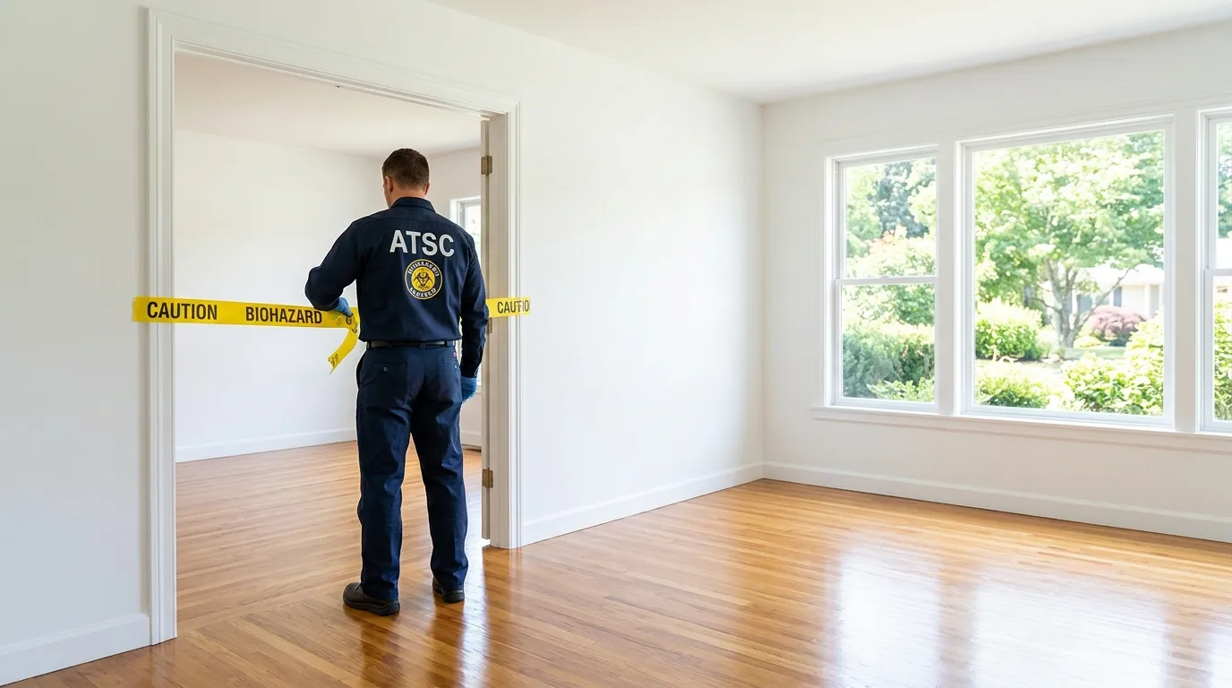 Certified biohazard cleanup crew performing Decomposition Cleanup in Beaumont